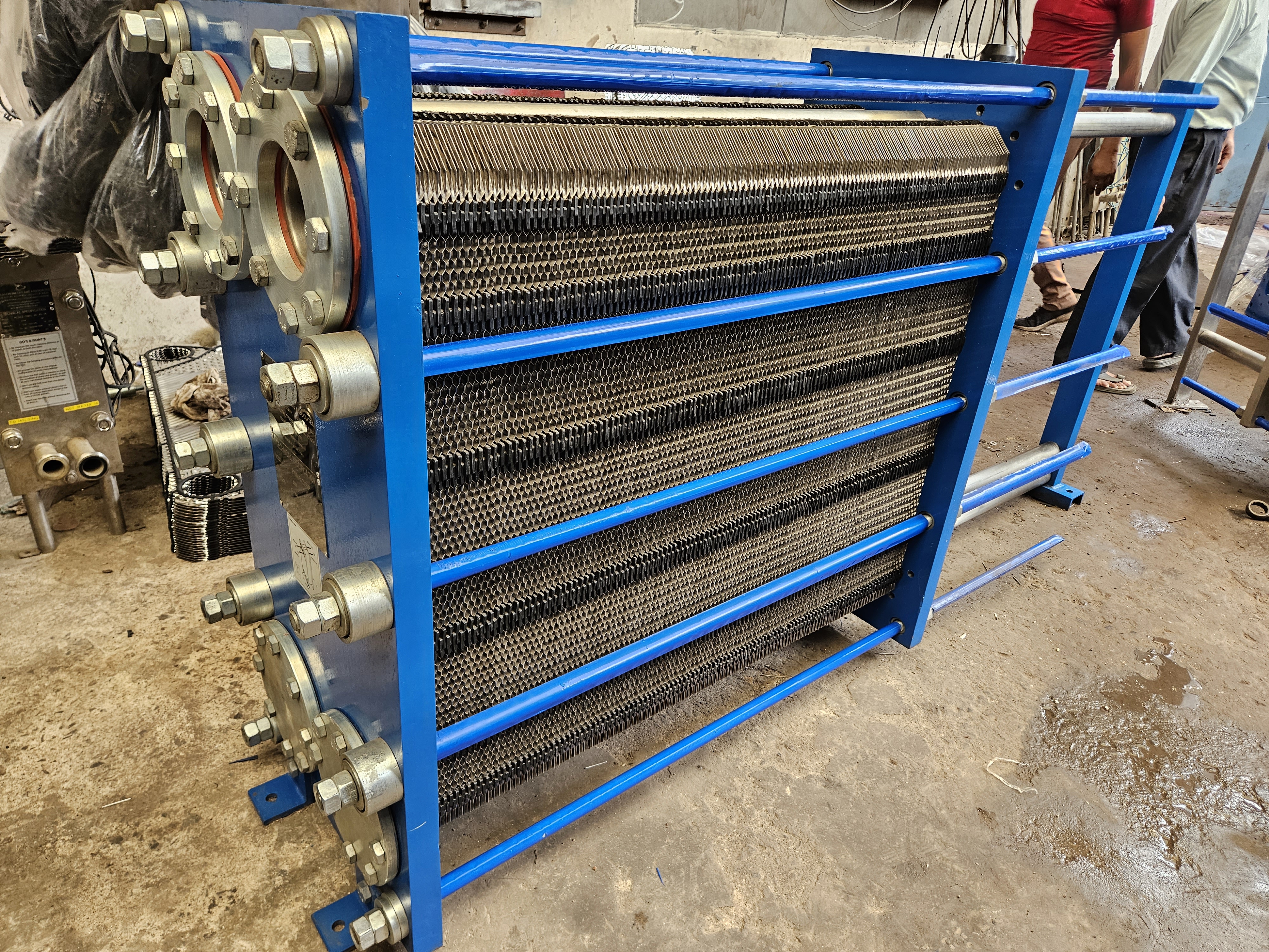 Large PHE-INDIA™ plate heat exchanger in workshop
