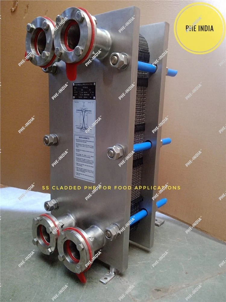 Stainless steel plate heat exchanger photographed in the workshop